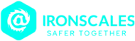 לוגו IRONSCALES עם סמל @ מסוגנן בתוך משושה, בליווי הסלוגן לוגו IRONSCALES עם סמל @ מסוגנן בתוך משושה, בליווי הסלוגן